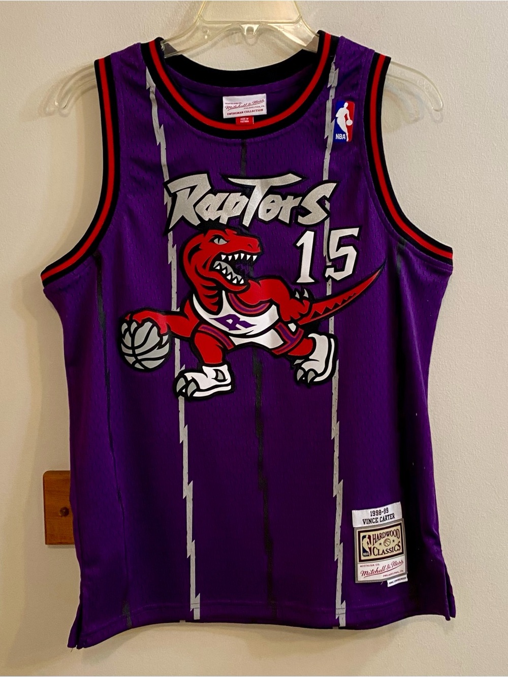 Mitchell & Ness Vince Carter #15 Toronto Raptors Jersey L 14/16 Purple Pinstripe